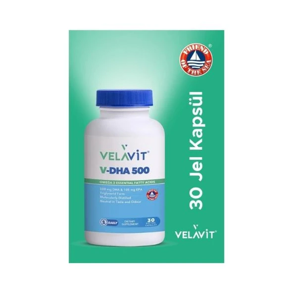 Velavit V-DHA Omega 3 Essential Fatty Acids 30 Kapsül - 1
