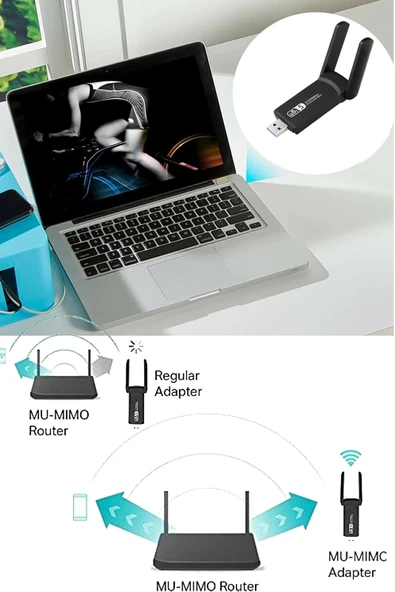 Dual Band Ac1200 Usb 3.0 Adaptör Kablosuz Wifi Yükseltici - Resim 2