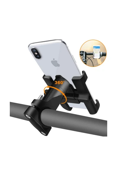 Alüminyum Gövdeli Metal Gidon Bağlantılı Motosiklet Telefon Tutucu 7 İnç Xl - Resim 2