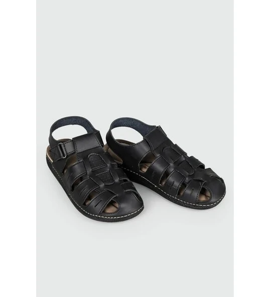 Ayakmod Siyah Cırtlı  Erkek Sandalet Apella M0307 M - 3