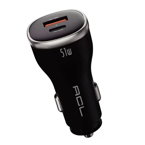 ACL AC-104 PD 6A, 51Watt Dual Ports 1xUSB-A, 1xUSB-C Çıkışlı Araç İçi Şarj ürün görseli 1