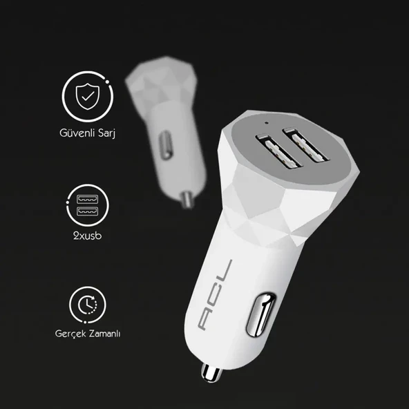 ACL AC-88 2.4A, 10W 2xUSB Araç içi Şarj Başlığı Araç İçi Şarj - Resim 2