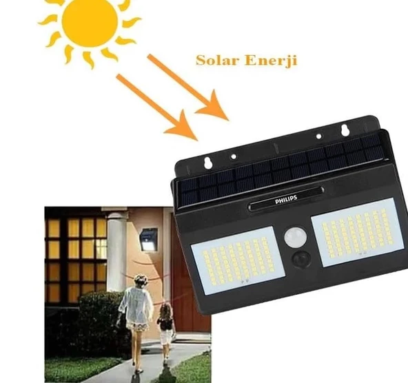 Philips BWS010 Solar Güneş Enerjili Duvar Aplik Beyaz Işık - Dış Mekan Sensörlü Aydınlatma - Resim 4