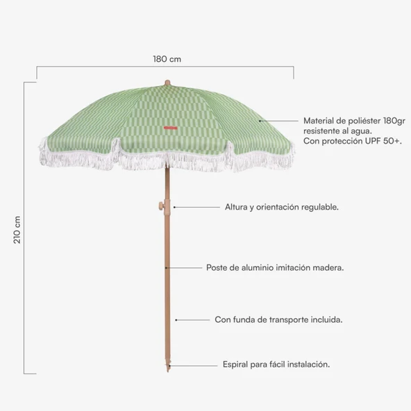CARAMEL-CIZGILI YESIL SEMSIYE PUSKULLU - 2
