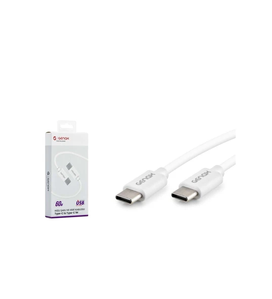Genax Gnx119 Type-C Kablo 60W 1M Beyaz - 1