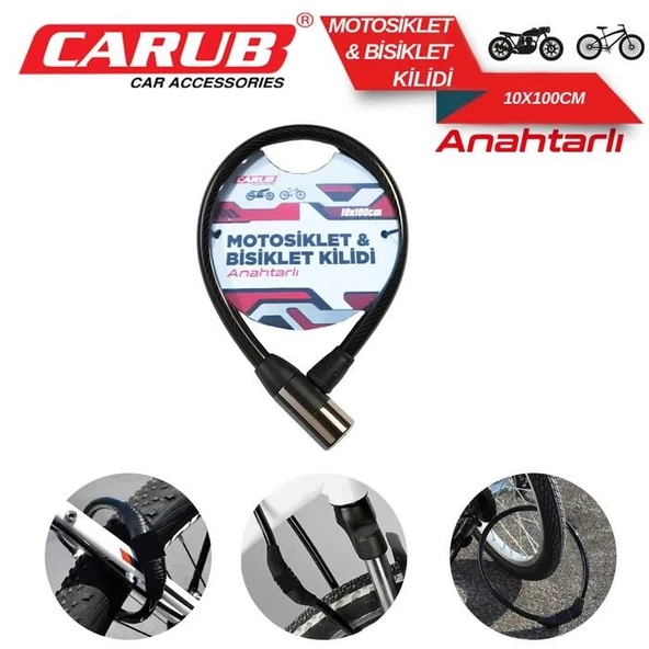 Bisiklet Kilidi Anahtarlı 10x100 Siyah - 2