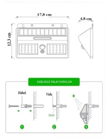 Philips BWS010 Solar Güneş Enerjili Duvar Aplik Beyaz Işık - Dış Mekan Sensörlü Aydınlatma - Resim 6