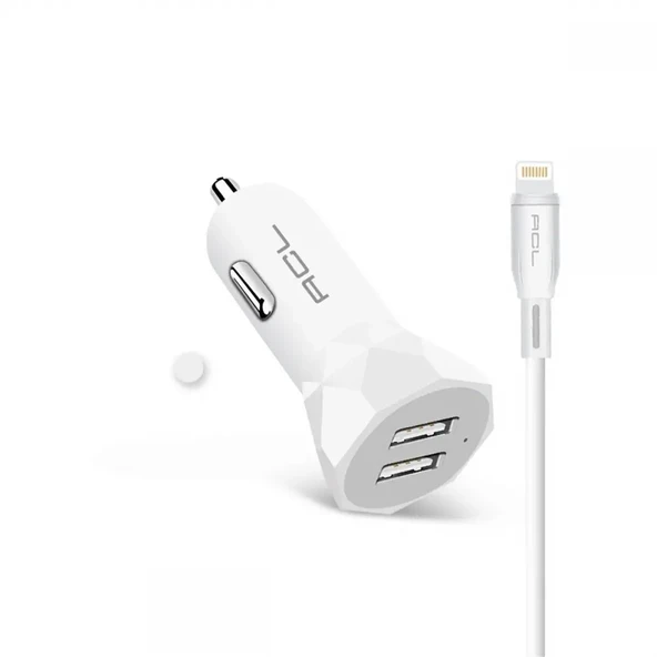 ACL AC-90 2.4A, 10W 2xUSB, 1mt Lightning Kablolu Araçiçi Şarj Aleti Araç İçi Şarj ürün görseli 1