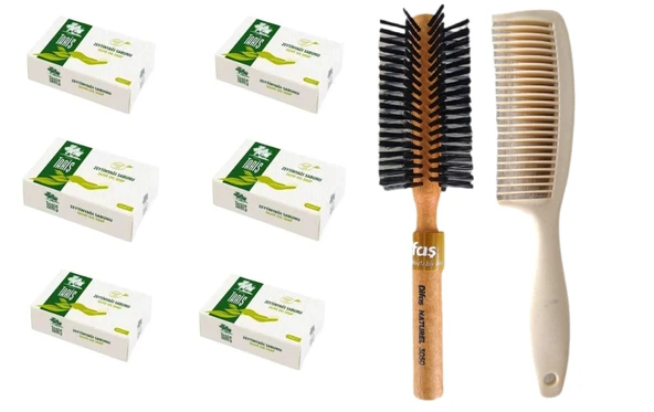 Tariş Zeytinyağlı El ve Saç Sabun 125GR 6 Ad Sabun Bio Care Saplı Tarak Saç Fırçası Klasik Şekil Verme Fön 1+1 Adet - 4