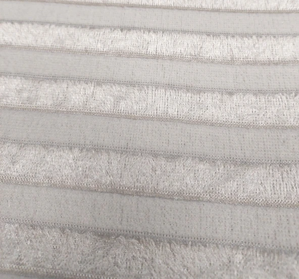 Süngerli Kadife Gofre Çizgili Kaymaz Koltuk Örtüsü (170x210)-Gri - Resim 2