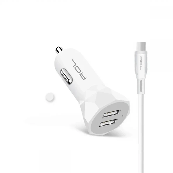 ACL AC-91 2.4A, 10W 2xUSB, 1mt Type-C Kablolu Araçiçi Şarj Alet Araç İçi Şarj ürün görseli 1