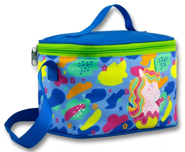 Ümit Çanta Termoslu/Isı Yalıtımlı Beslenme Çantası - 5037 - Dondurma ve Unicorn, Mavi Yeşil (Kız Çocuk)