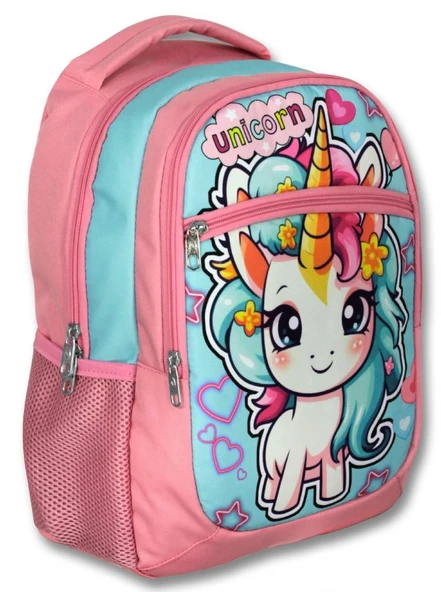Ümit Çanta Üç Gözlü Kız Çocuk İlkokul Çantası - Bebek Unicorn - Pembe Turkuaz - 5048 ürün görseli