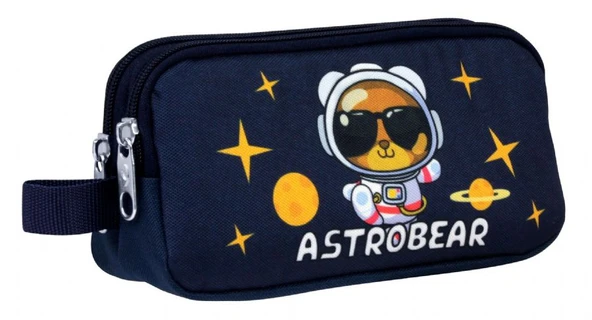 Ümit Çanta Erkek Çocuklar İçin İki Bölmeli Astronot Ayıcık Baskılı Kalemlik - Lacivert Beyaz - 5047 ürün görseli