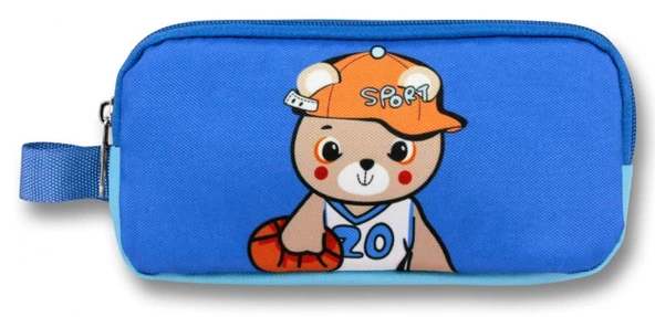 Ümit Çanta 5023 (Şapkalı Ayıcık Desenli - Mavi Renkli) Erkek Çocuk Kalem Çantası - 2