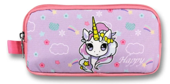 Ümit Çanta Turkuaz Pembe Gökkuşağı Unicorn Desenli Kalem Çantası - Kız Çocuk - 5017 - 2