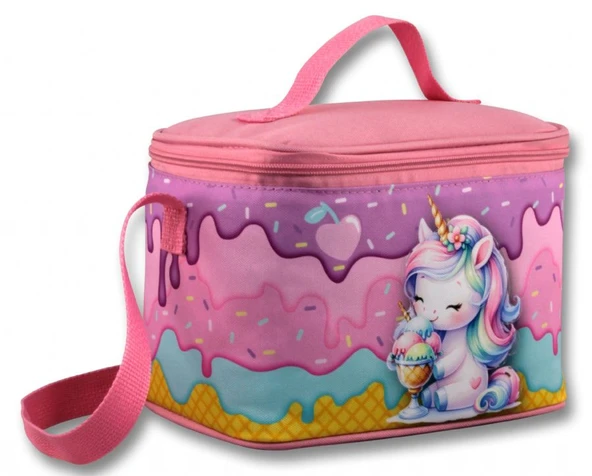 Ümit Çanta Termoslu/Isı Yalıtımlı Beslenme Çantası - 5004 - Dondurma Yiyen Unicorn, Mor Pembe (Kız Çocuk) ürün görseli