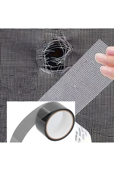 Yapışkanlı Sineklik Yaması Tülü Tamir Bandı Bantı Delik Fiber Tül Yapıştırma Gri 48 mm X 2 Metre - 8