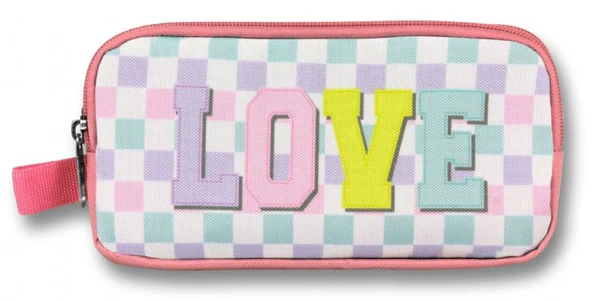 Ümit Çanta Pembe Sarı Love Desenli Kalem Çantası - Kız Çocuk - 5085 - 2