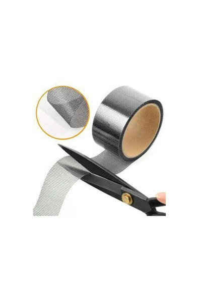 Yapışkanlı Sineklik Yaması Tülü Tamir Bandı Bantı Delik Fiber Tül Yapıştırma Gri 48 mm X 2 Metre - 6