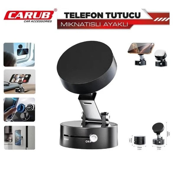 CARUB Telefon Tutucu Mıknatısılı Ayarlı Siyah - 2