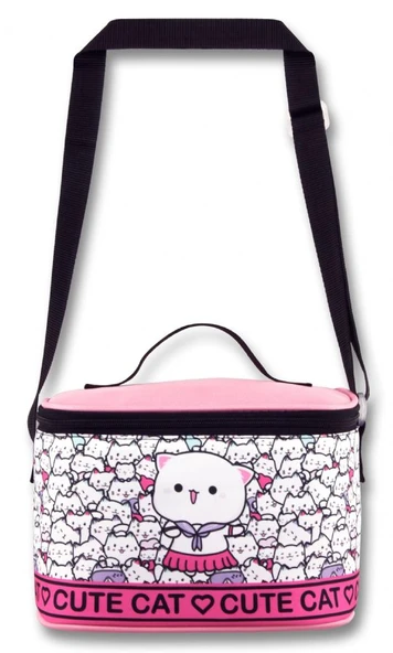 Ümit Çanta Kız Çocuk Beslenme Çantası (Thermo Isı Yalıtımlı) - Sevimli Kediler - Pembe Beyaz -  5013 - Resim 2