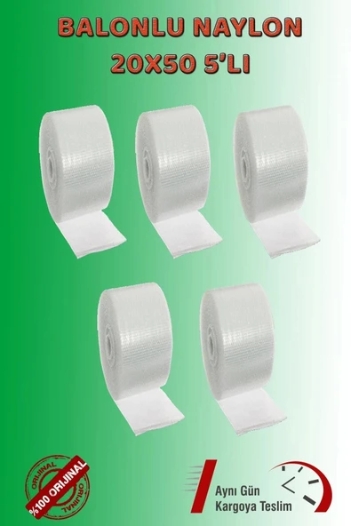 Balonlu Naylon 20 Cm X 50 Mt 5-li Set Patpat Pıtpıt Ambalaj, Paketleme, Eşya Koruma Naylonu ürün görseli