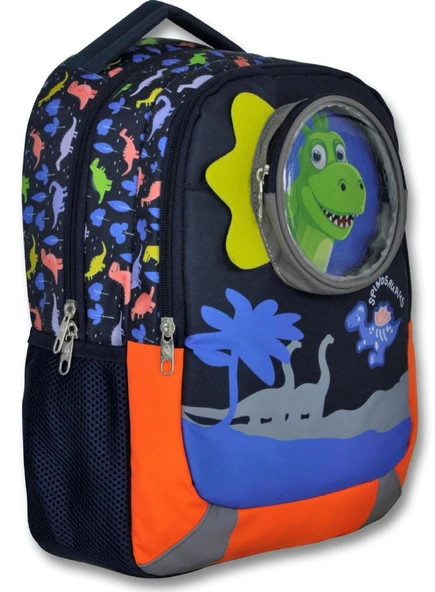 Cennec 5009 (Sevimli Dinazor - Mavi Kırmızı - Erkek Çocuk) Okul Çantası - 3D ürün görseli