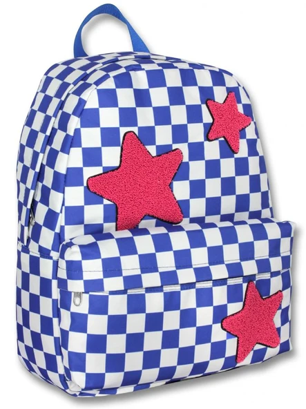 Ümit Çanta Kız Çocuklar İçin Mavi Kırmızı Renkli Yıldız Baskılı Okul Çantası - 5086 - Nakışlı Yıldız Baskılı ürün görseli