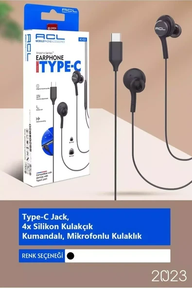 ACL K1-53 Type-C Jack Mikrofonlu Kumandalı Kulaklık Kablolu - Resim 2