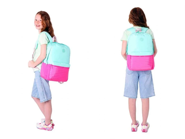 Kaukko Quick Yeşil Pembe Kapitone Detaylı Okul Çantası ve Isı Yalıtımlı Beslenme Seti - Kız Çocuk - Resim 3