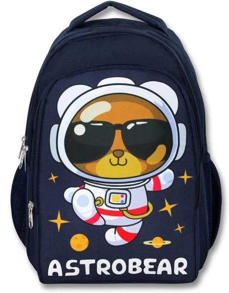 Ümit Çanta 5045 Lacivert Beyaz Üç Gözlü Erkek Çocuk Okul Çantası -Astronot Ayıcık - Resim 2