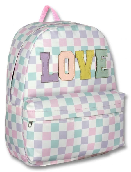 Ümit Çanta Kız Çocuklar İçin Mor Yeşil Renkli Love Baskılı Okul Çantası - 5084 - Deri Love Yazılı ürün görseli