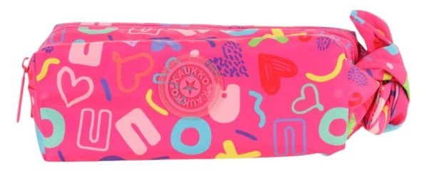 Kaukko Kız Çocuk İki Bölmeli Pembe Kaukko Kalp Baskılı Kalem Çantası/Kalemlik - K2694 - Resim 2