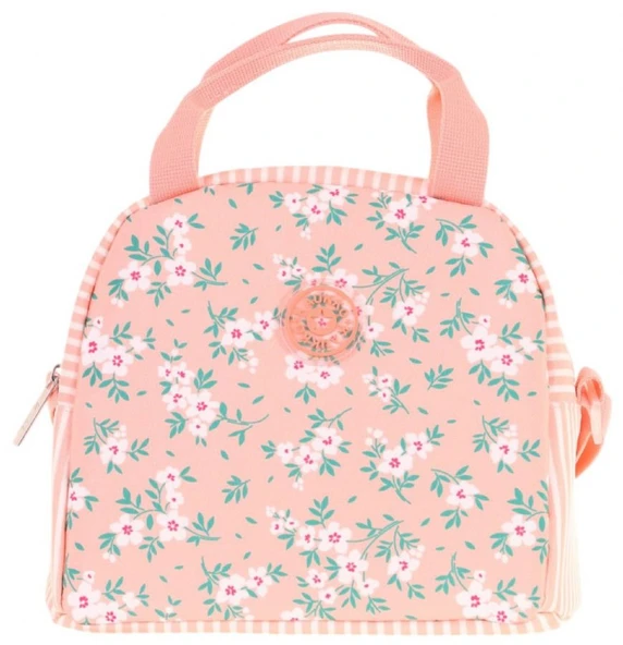Kaukko Kız Çocuklarına Özel Somon Çiçek Baskılı Beslenme Çantası (Isı Yalıtımlı) (K9070) - Resim 2