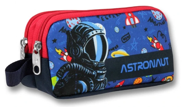 Ümit Çanta Erkek Çocuklar İçin İki Bölmeli Astronot Baskılı Kalemlik - Lacivert Mavi - 5008 ürün görseli