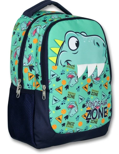 Cennec 5018 (Dinazor - Yeşil Lacivert - Erkek Çocuk) Okul Çantası - Dinazor Diş Detayı ürün görseli