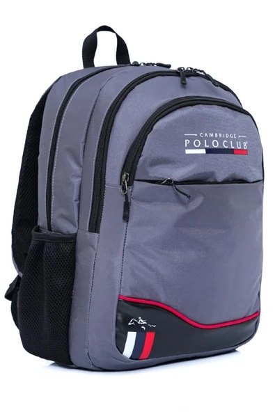 Cambridge Polo Club Gri Dört Bölmeli Erkek/Erkek Çocuk Okul, Günlük ve Seyahat Sırt Çantası - PLCAN2154-003 - Resim 2
