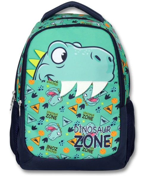 Cennec 5018 (Dinazor - Yeşil Lacivert - Erkek Çocuk) Okul Çantası - Dinazor Diş Detayı - Resim 2