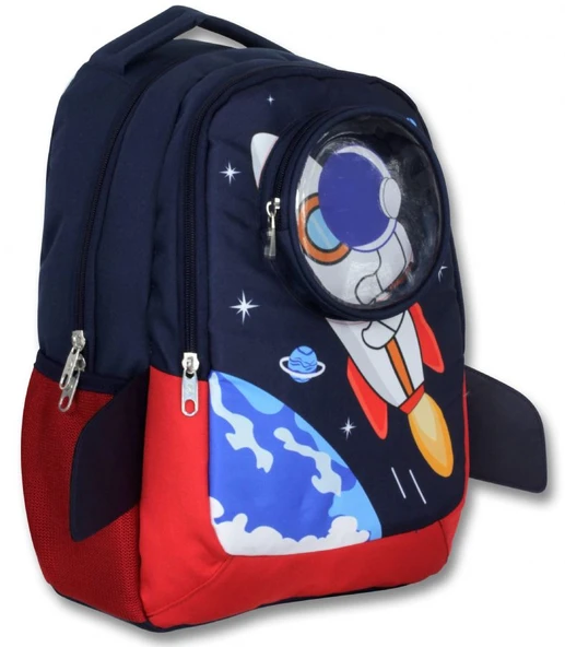 Cennec 5042 (3D Astronot - Lacivert Kırmızı - Erkek Çocuk) Okul Çantası ürün görseli