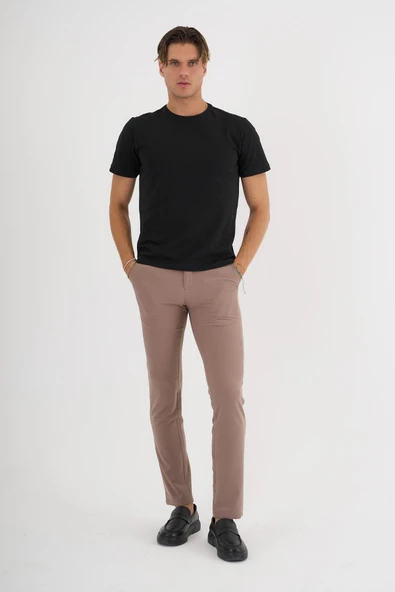 Erkek Siyah %100 Pamuklu Standart Kalıp Likralı  Basic T-Shirt - 2