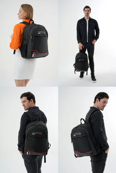 Cambridge Polo Club Siyah Dört Bölmeli Erkek/Erkek Çocuk Okul, Günlük ve Seyahat Sırt Çantası - PLCAN2154-001 - Resim 5