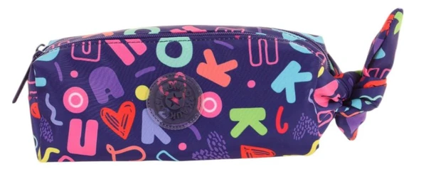 Kaukko Kız Çocuk İki Bölmeli Lacivert Kaukko Kalp Baskılı Kalem Çantası/Kalemlik - K2693 - Resim 2