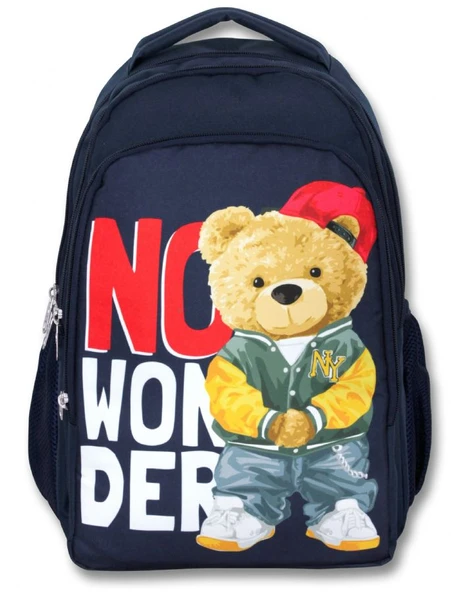 Ümit Çanta 5033 Lacivert Beyaz Üç Gözlü Erkek Çocuk Okul Çantası -Hiphop Ayıcık - Resim 2