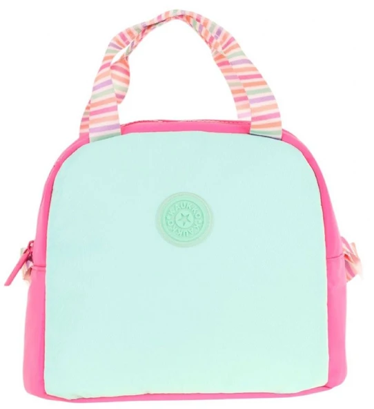 Kaukko Kız Çocuklarına Özel Pembe Turkuaz İki Renkli Beslenme Çantası (Isı Yalıtımlı) (K9065) - Resim 2