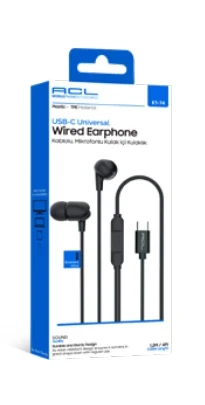 ACL K1-74 USB-C Girişli Mikrofonlu Kumandalı 1.2mt Kulaklık Kablolu - Resim 2
