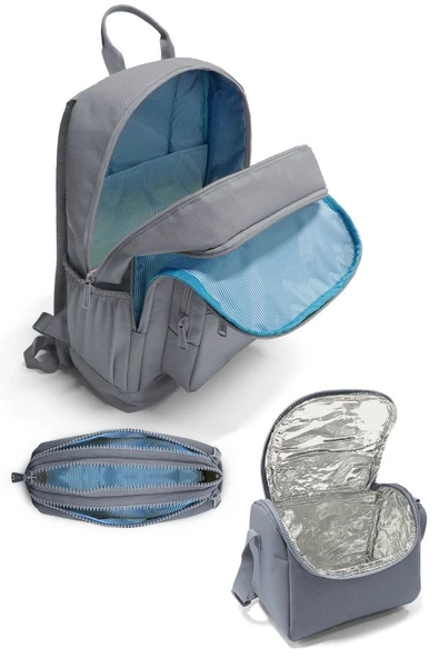 Coral High Mor Beyaz Geometrik Desenli 3'lü Okul Çanta Seti SET0123683 - Kız - Resim 3