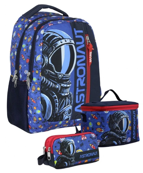 Cennec SETUMT5006A Üçlü İlkokul Çanta Seti (Lacivert Mavi - Astronot - Erkek Çocuk) ürün görseli