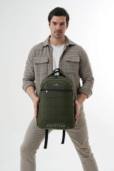 Cambridge Polo Club Minimalist Tasarım Haki Unisex Okul Günlük Seyahat Sırt Çantası - PLCAN2166-016 - Resim 6