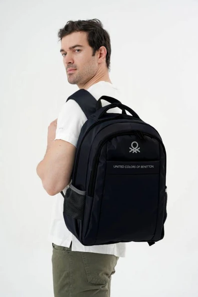 United Colors Of Benetton Unisex Çocuk/Yetişkin Okul Günlük ve Seyahat Sırt Çantası - Siyah - 20964 - Resim 4
